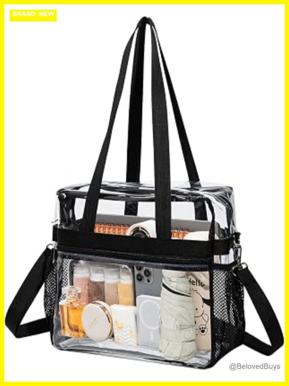 Clear PVC Transparent Tote Bag – Waterproof Crossbody with Adjustable Strap